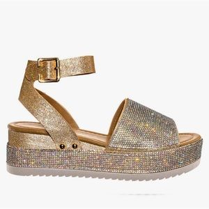 Rhinestone Glitter Flatform Sandal